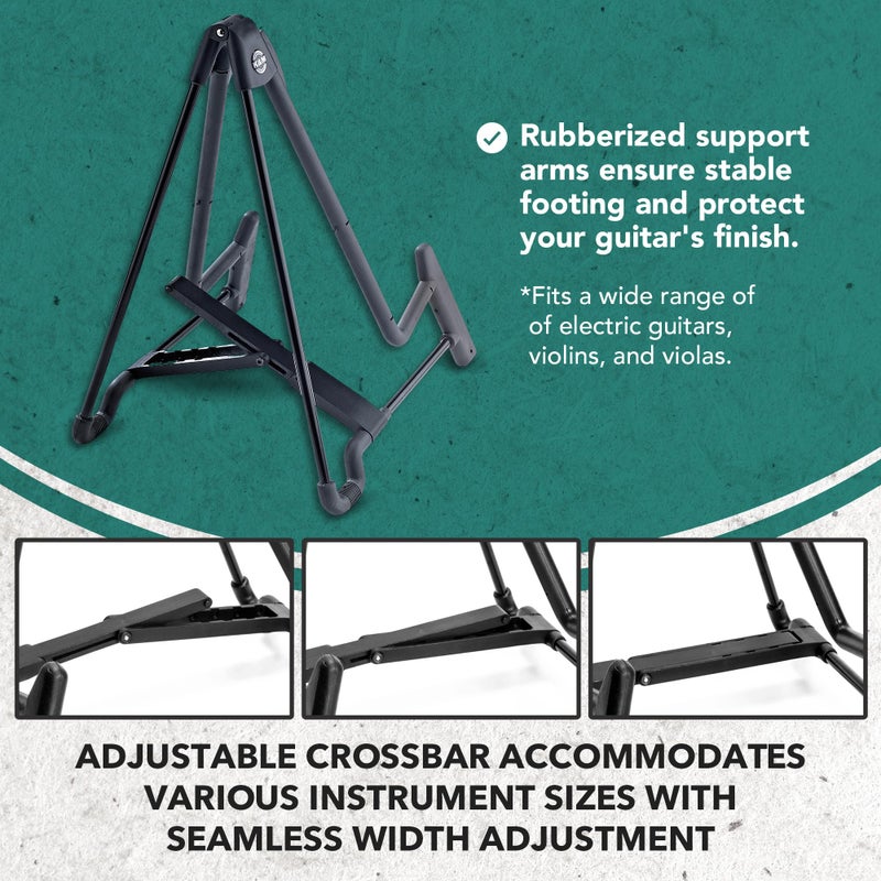 KM حامل جيتار كهربائي قابل للطي من K&M كونيغ وماير 17581.014.55 هيل 2 على شكل حرف A | قابل للتعديل وقابل للطي | قوي ودائم خيار احترافي | صنع في ألمانيا باللون الأسود - Image 2